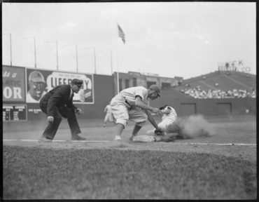 Fenway Park, Boston, MA, July 2, 1937 – Jimmie Foxx Caught Stealing Third Base