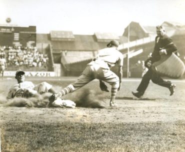 Braves Field, Boston, MA, September 24, 1936 – The Bees Rabbit Warstler Slides Into Third Base