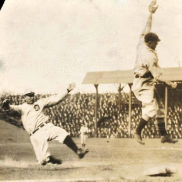 Sportsman Park, St Louis, MO, October 2, 1908 – Ty Cobb steals third base against St Louis Browns