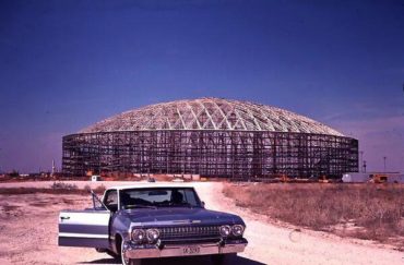 Astrodome, Houston, ca 1963 – Construction of the first domed baseball park is fully underway