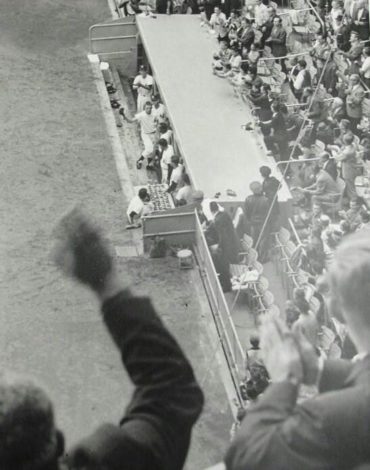 Yankee Stadium, Bronx, NY, October 1, 1961 – Roger Maris takes curtain call after breaking Ruth’s home run record