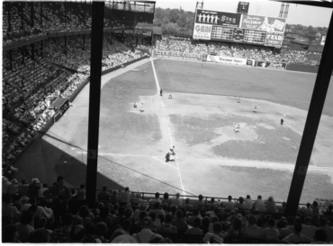 Sportsman Park, St Louis, MO, ca 1950 – The wear and tear of two teams in one ballpark shows