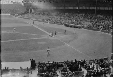 Yankee Stadium, April, 24, 1923 – 8,000 brave cold and wind to see Yankees beat Senators 4-0 in front of President Warren Harding