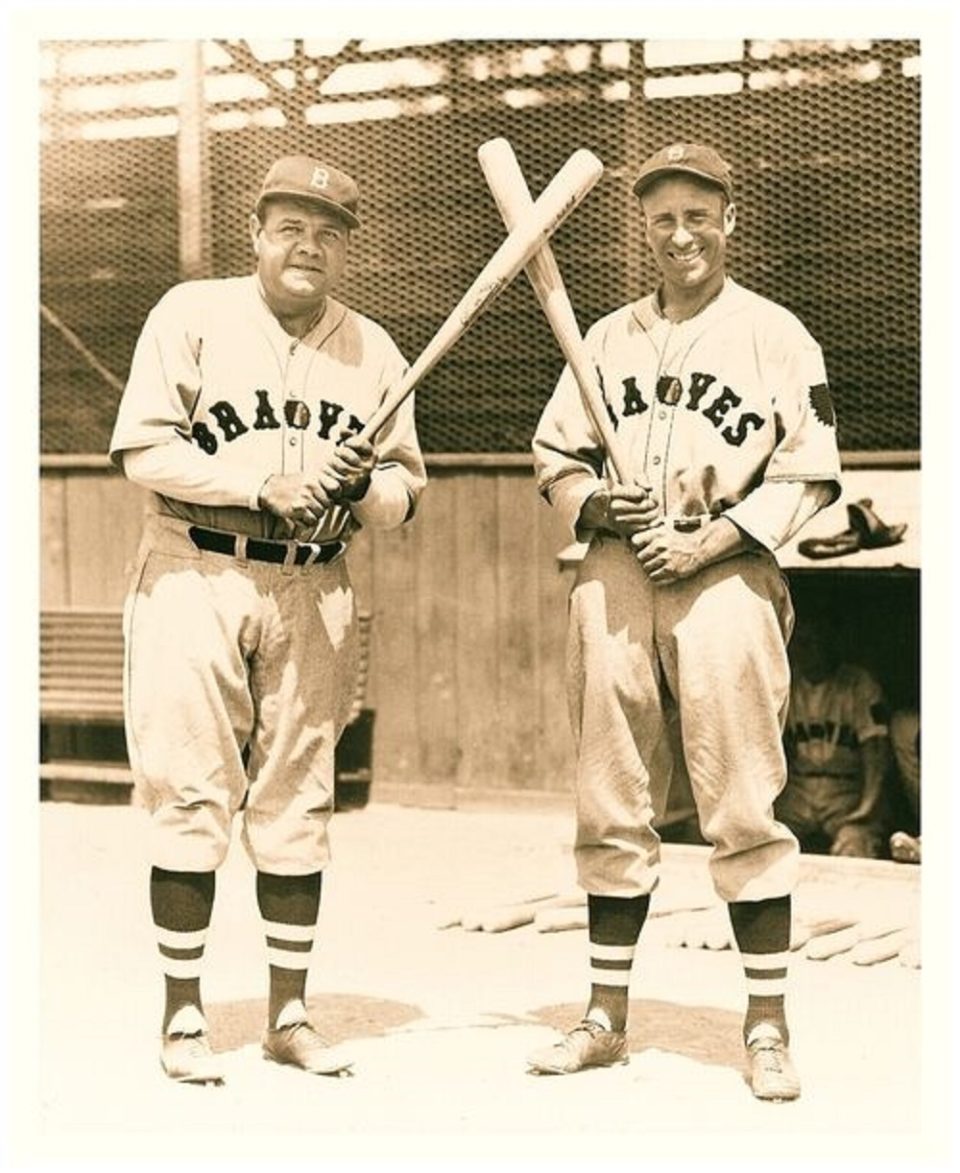Boston Braves /& New York Giants 1935 8/" x 10/" Photo Babe Ruth /& Mel Ott