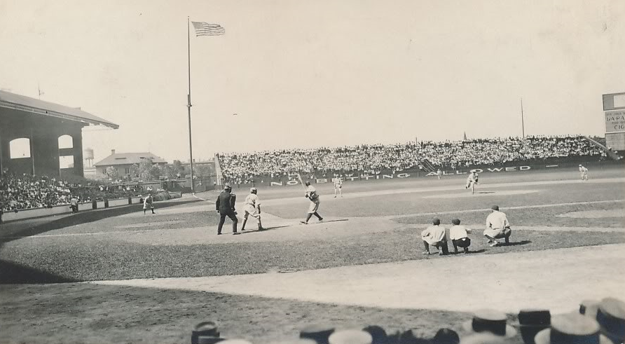 Comiskey Park, Chicago, IL, August 1, 1922 – Babe Ruth up at bat against Sox hurler Red Faber