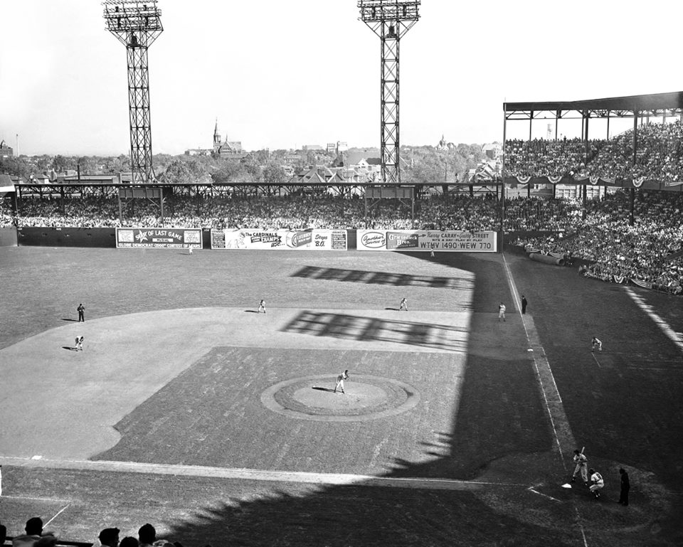 Sportsman’s Park, St Louis, MO, October 6, 1946 – The shift is in effect in the 1946 World Series with Ted Williams at bat