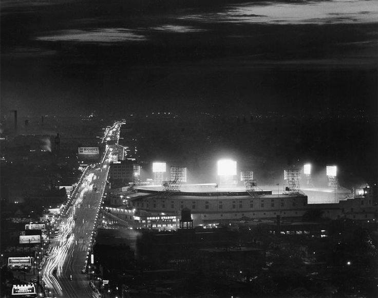 Briggs Stadium, Detroit, MI, June 15, 1948 – Lights are finally on as Detroit becomes last AL team to host night games