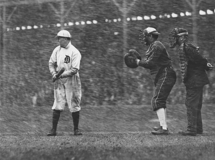 Bennett Park, Detroit, MI, April 15,1911 – White Sox and Tigers play season opener in a heavy snowstorm