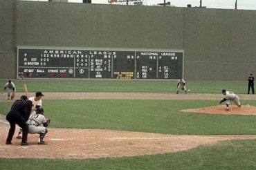 Fenway Park, Boston, MA, May 20, 1961 – A Neil Leifer photo captures action between the Detroit Tigers and Boston Red Sox