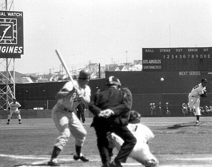 Seals Stadium, San Francisco, CA, April 15, 1958 – First ever MLB game and pitch in California as LA Dodgers and Giants square off in season opener