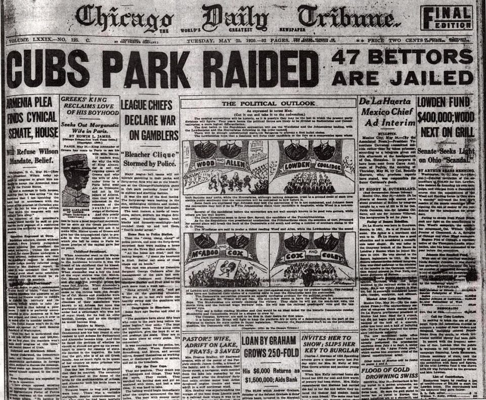 Cubs Park Raided! May 24, 1920